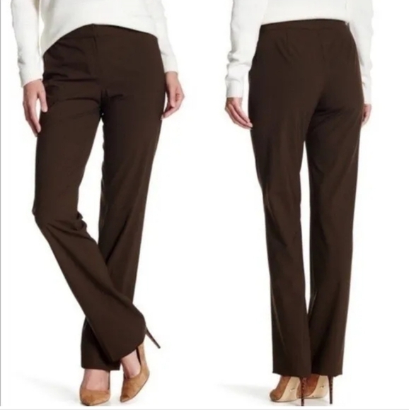 Lafayette 148 New York Pants - LAFAYETTE 148 Menswear Chocolate Wide Legged Unlined Wool Trousers